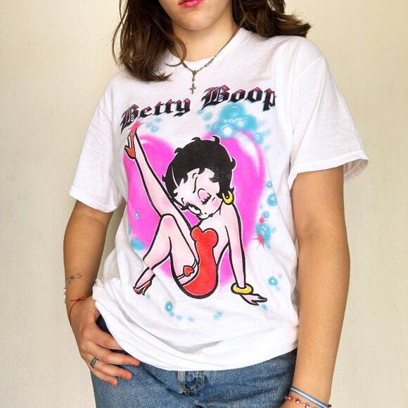 Oversized Baggy Airbrushed Graffiti Style Betty Boop Graphic Tee - Picture 2 of 3